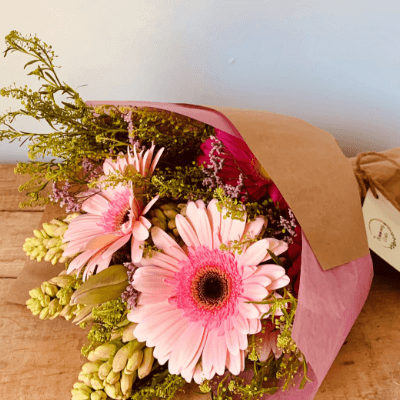 Pink and green flower bouquet